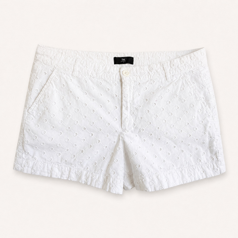 Gap Optic White Eyelet Cotton Chino Shorts Embroidered Summer Shorts 4